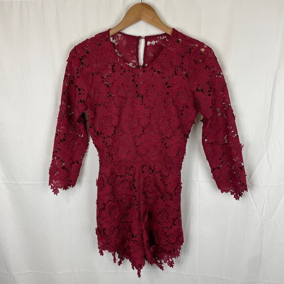 Lovers + Friends Women's Peony Romper 3" Inseam Burgandy Wine Red Size S - Picture 1 of 9